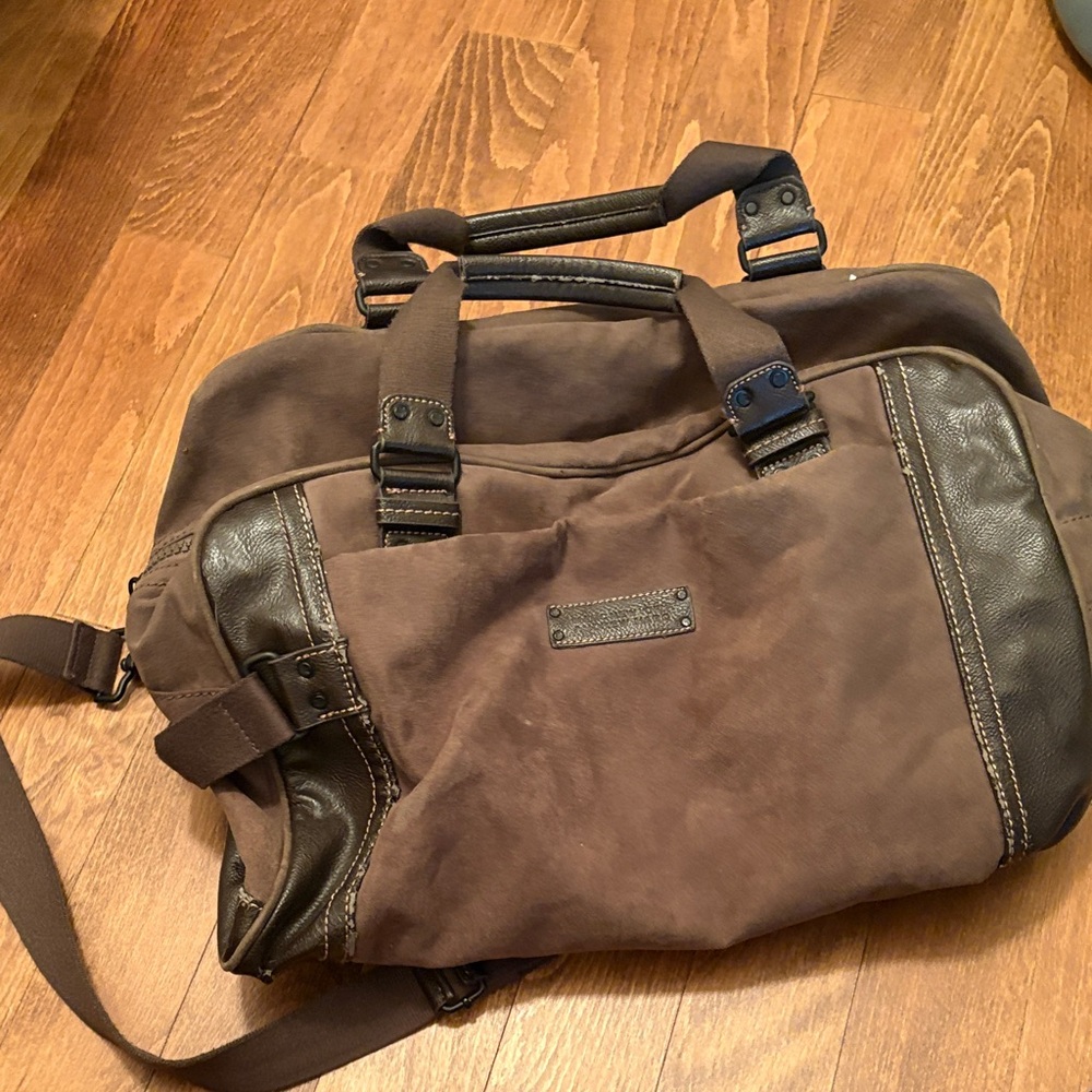 Marc New York Andrew Marc Brown Canvas  Duffle Bag with Shoulder Strap Men’s Bag
